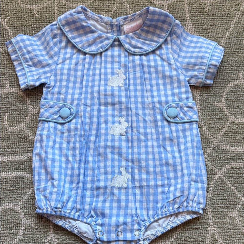 Blue Gingham Kids One Piece